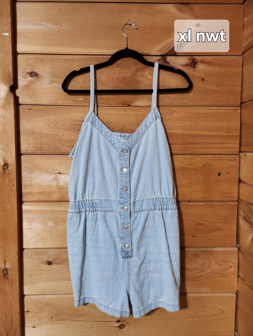 Womens xl denim romper nwt